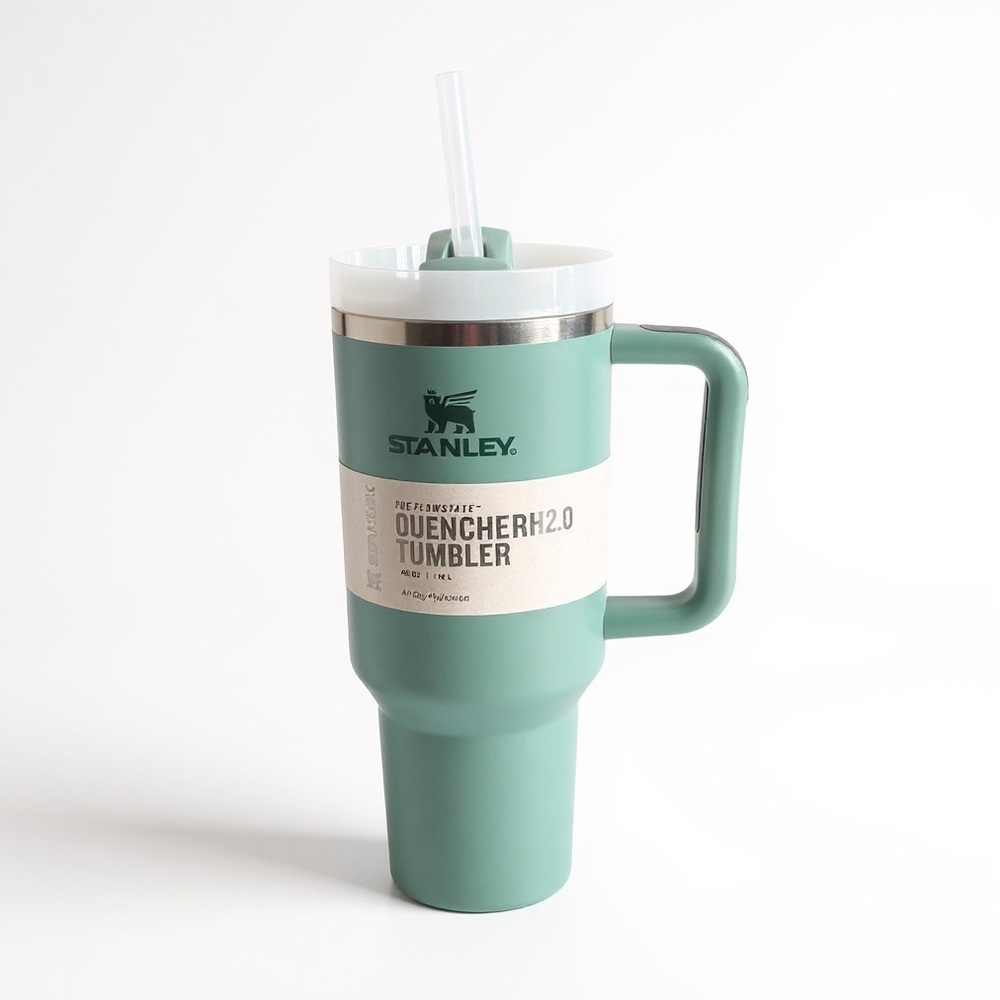 Stanley Quencher H2.0 FlowState 40oz Tumbler Mint Green w/ Handle & Straw New
